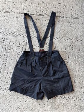 Club Monaco Black Pinstripe Suspender Shorts